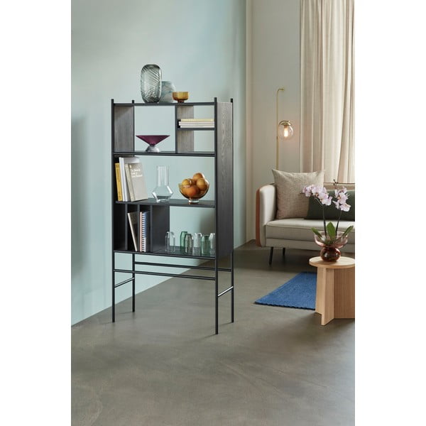 Melns oškoka grāmatplaukts Hübsch Divide, 79 x 160 cm-image-2