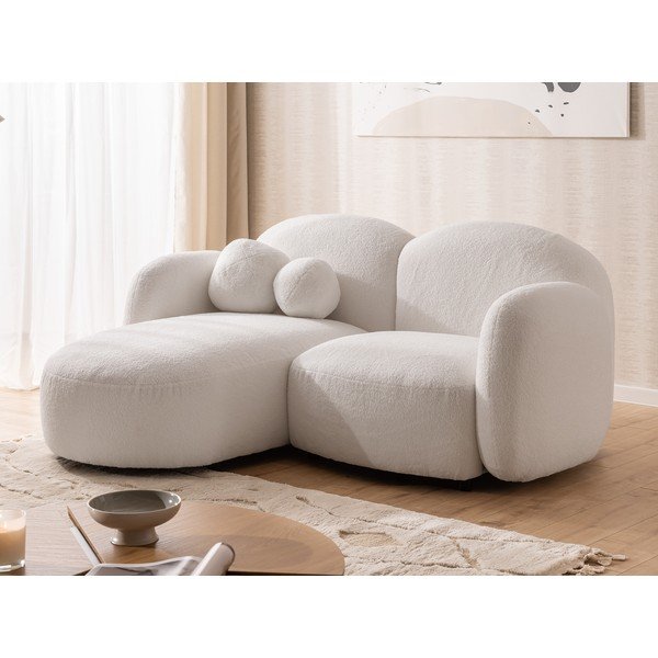 Krēmkrāsas stūra dīvāns no buklē auduma (ar kreiso stūri/ar zvilni) Orbit – Ropez-image-4