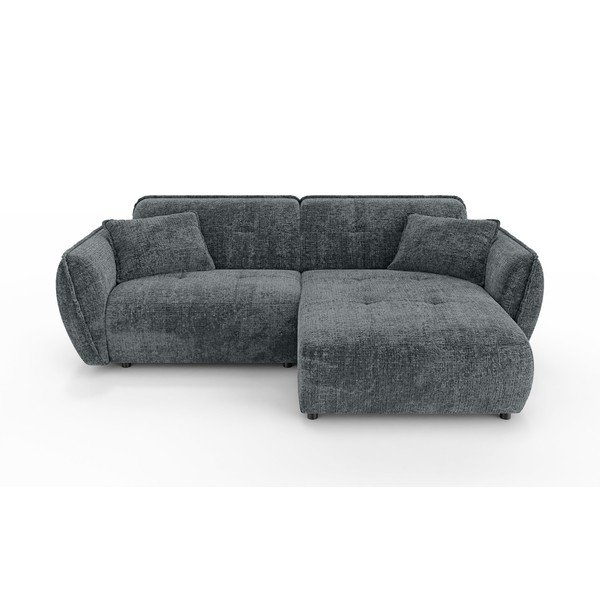 Tumši pelēks stūra dīvāns no šenila auduma (ar labo stūri/ar zvilni) Nelia – Ropez