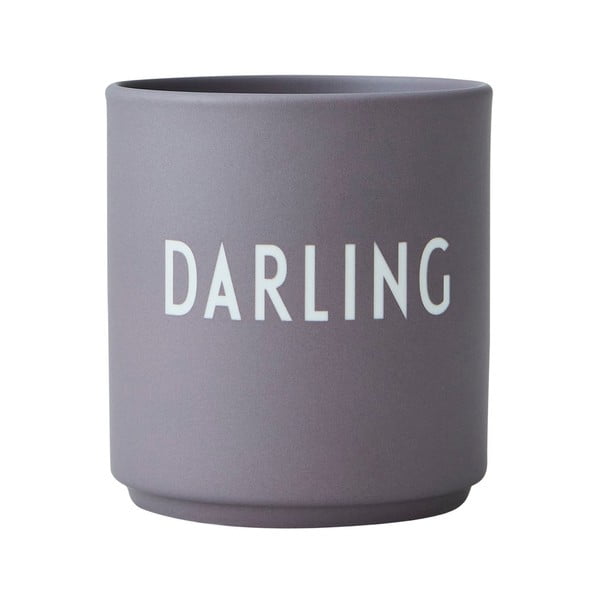 Pelēka porcelāna krūze Design Letters Darling, 300 ml