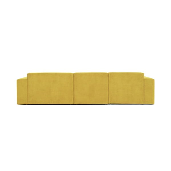 Dzeltens velveta stūra moduļu dīvāns Scandic Sting, labais stūris-image-3