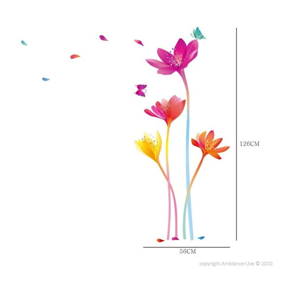 Sienas uzlīmju komplekts Ambiance Rainbow Flowers-image-1