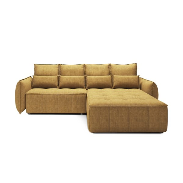 Dzeltens samta salokāms/ar uzglabāšanas vietu stūra dīvāns (ar labo stūri/ar zvilni) Campo – ELTAP