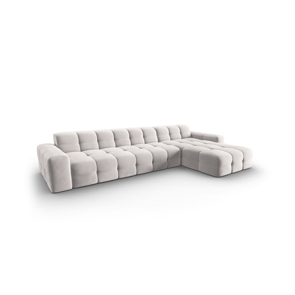 Gaiši pelēks samta stūra dīvāns (labais stūris) Kendal – Micadoni Home-image-3