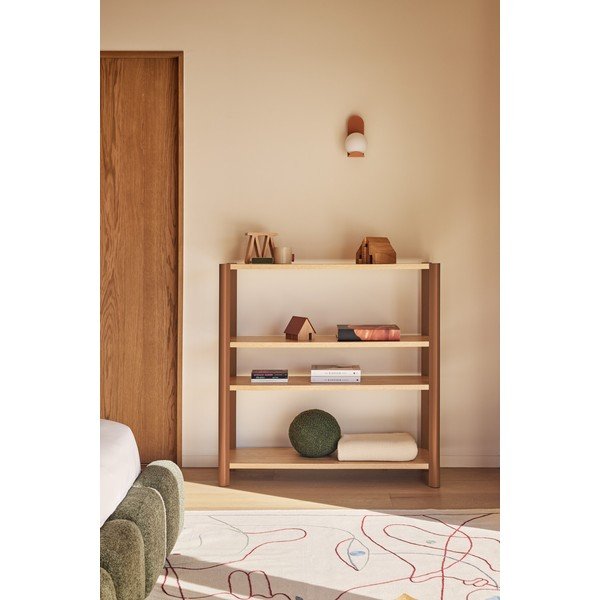 Ķieģeļu sarkans/gaiša dabīga toņa plaukts ar ozolkoka imitāciju 126x128x43 cm Bona – Teulat-image-1