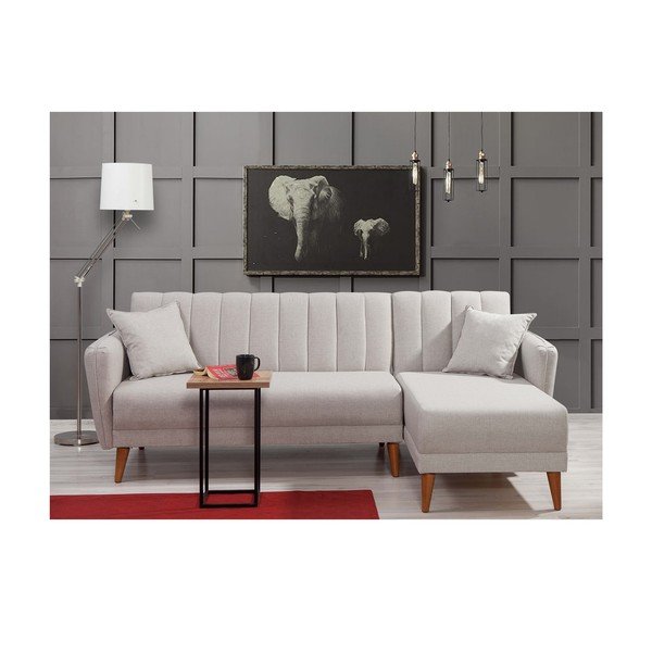 Balts izvelkamais stūra dīvāns (ar labo stūri) Aqua – Balcab Home-image-2