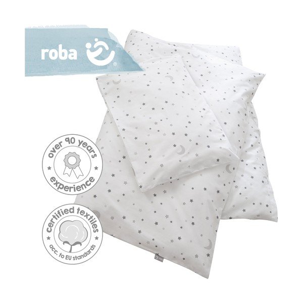 Balta kokvilnas bērnu gultas veļa 100x135 cm Sternenzauber – Roba-image-3