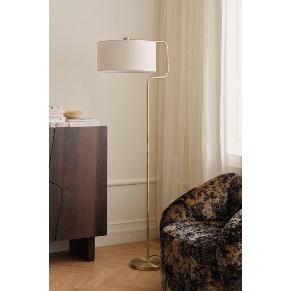 Krēmkrāsas/misiņa krāsas tekstila stāvlampa (augstums 160 cm) Josho – Ellos Home-image-1