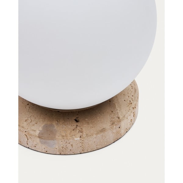 Balta galda lampa ar stikla abažūru (augstums 22 cm) Malachi – Kave Home-image-4