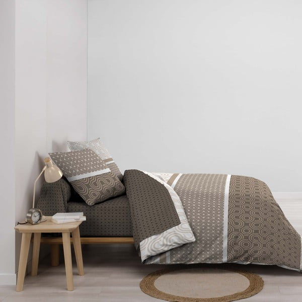 Brūna divguļamā kokvilnas gultas veļa ar palagu 240x220 cm Pacha – douceur d'intérieur-image-1