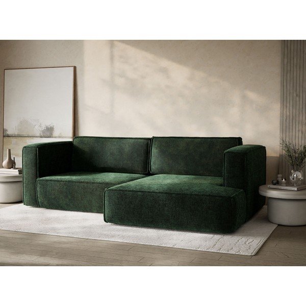 Tumši zaļš salokāms stūra dīvāns no šenila auduma ar uzglabāšanas vietu (ar labo stūri/ar zvilni) Velto – Maison de Rêve-image-4