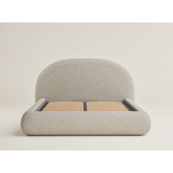 Bēša polsterēta divvietīga gulta ar veļas kasti ar redelēm 180x200 cm Maumere – Maison de Rêve-image-2