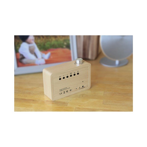 Bēšs modinātājs ar dzeltenu LED displeju un radio Gingko Radio Click Clock-image-2