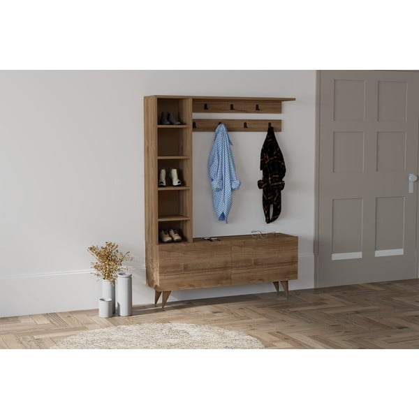 Dabīga toņa priekšnama komplekts ar valrieksta koka imitāciju Hale – Kalune Design-image-1