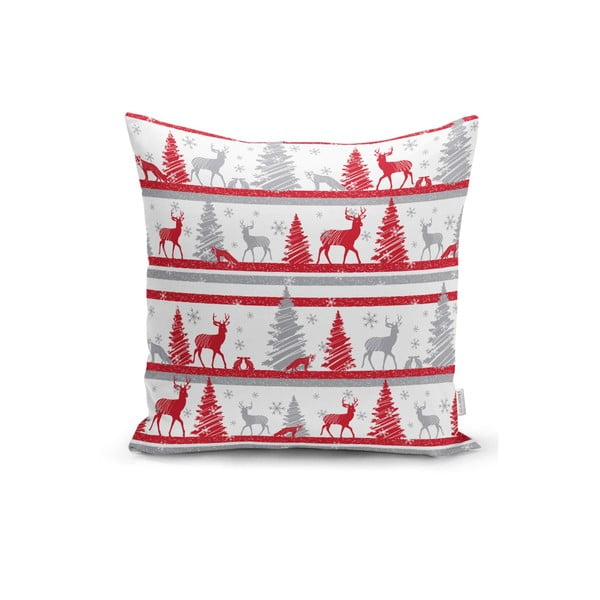 4 Ziemassvētku spilvendrānu un galdauta komplekts Minimalist Cushion Covers Red Christmas-image-1