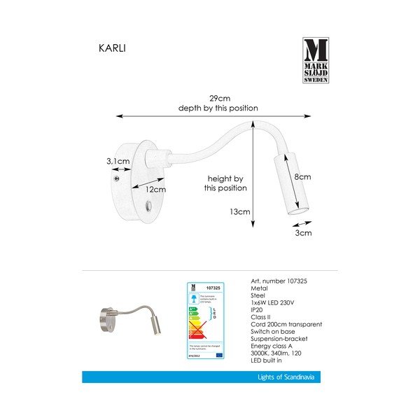 Metāla sienas lampa Markslöjd Karli-image-1