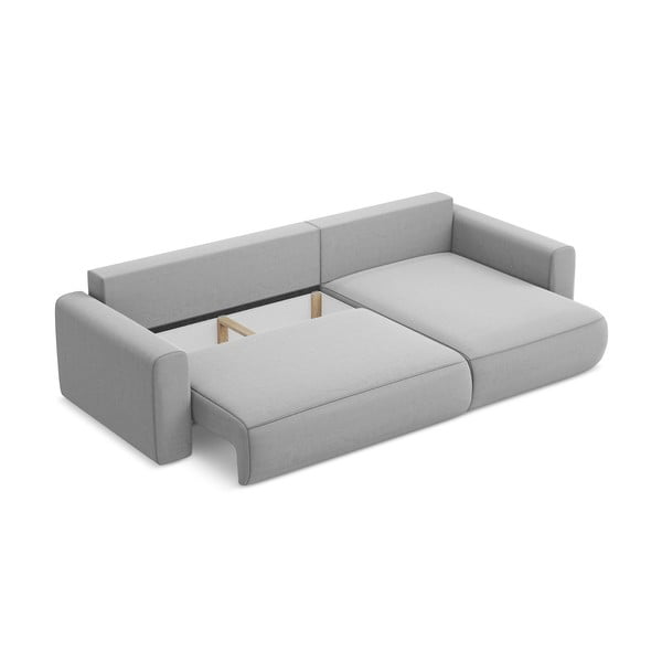 Gaiši pelēks samta salokāms/ar uzglabāšanas vietu stūra dīvāns (ar labo stūri/ar zvilni) Kapua – Makamii-image-3