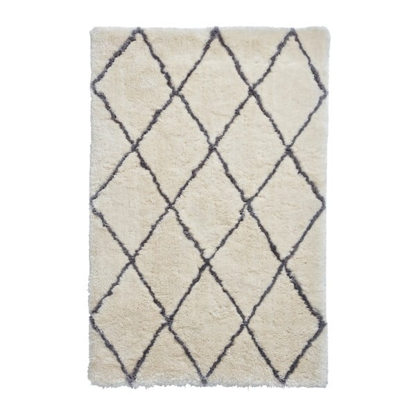 Bēšs un pelēks ar rokām darināts paklājs Think Rugs Morocco Ivory & Grey, 120 x 170 cm
