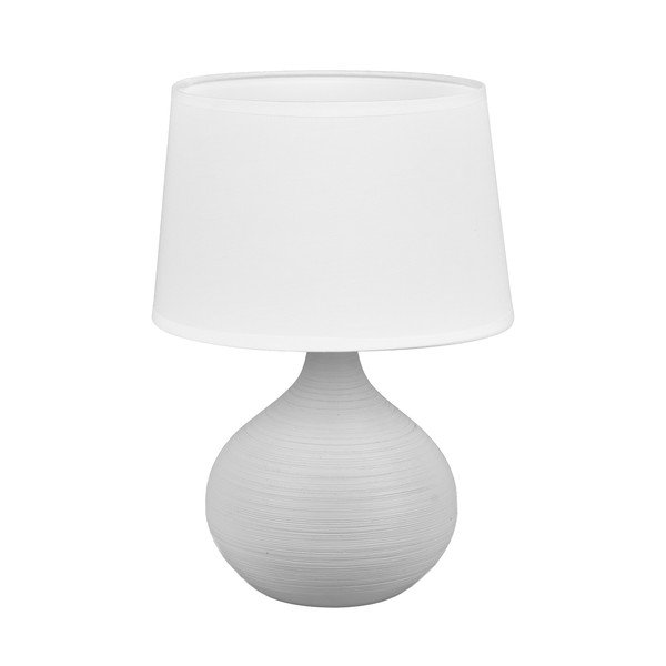 Balti brūna keramikas un auduma galda lampa Reality Martin, augstums 29 cm