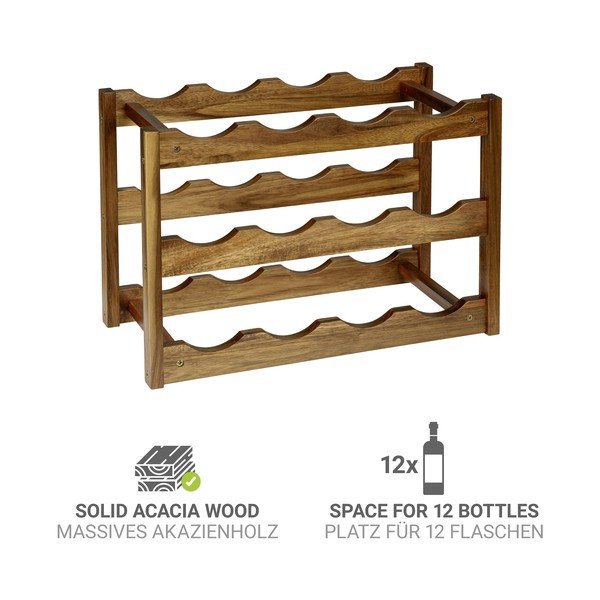 Dabīga toņa akācijas masīvkoka vīna plaukts 12 pudelēm 42x28x21 cm Fondi – Wenko-image-3