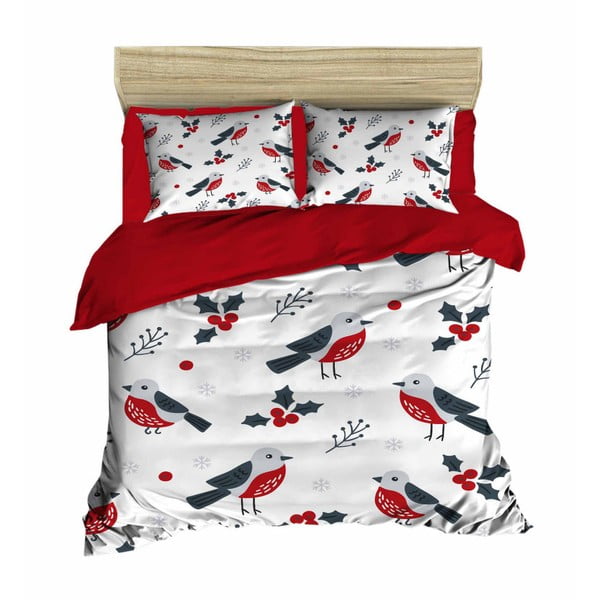 Gultas veļas un gultasveļas komplekts divguļamai gultai Birds Sarkans, 200 x 220 cm