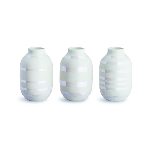 3 baltu keramikas vāžu komplekts Kähler Design Omaggio, augstums 8 cm