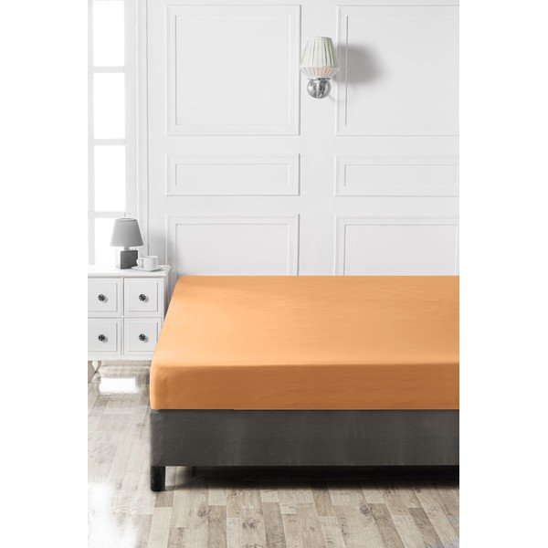 Oranžs kokvilnas palags ar gumiju 140x200 cm – Mijolnir-image-2