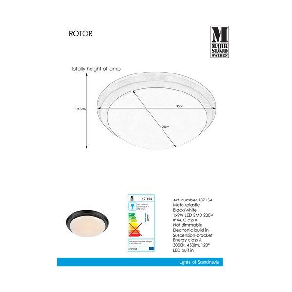 Melna griestu lampa Markslöjd Rotor, ø 35 cm-image-1