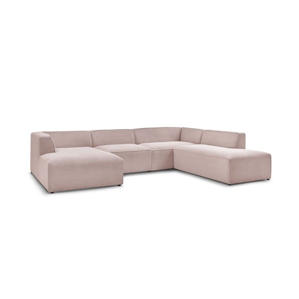 Rozā velveta modulārais stūra dīvāns (ar labo stūri/U veida) Megeve – Bobochic Paris