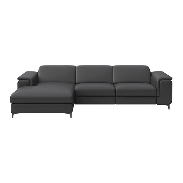 Tumši pelēks ādas stūra dīvāns (kreisais stūris) Brito – MESONICA