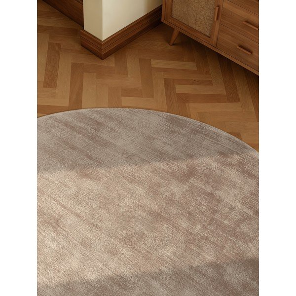 Bēšs ar rokām darināts viskozes apaļš paklājs ø 150 cm Noemi – Vikosa-image-3