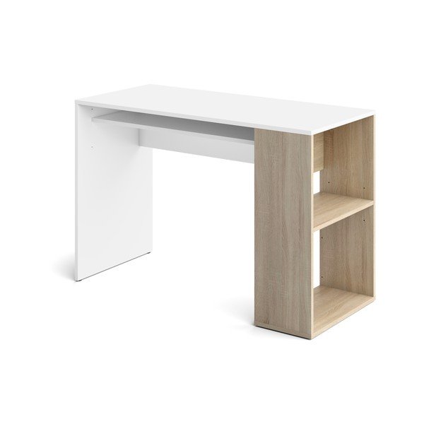 Balts rakstāmgalds ar ozolkoka dekoru 114x50 cm Yale - TemaHome -image-2