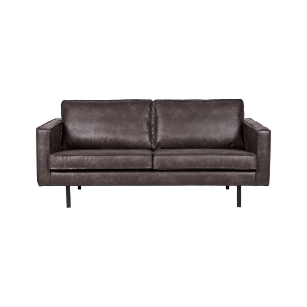 Melns dīvāns ar pārstrādātas ādas pārvalku BePureHome Rodeo, 190 cm
