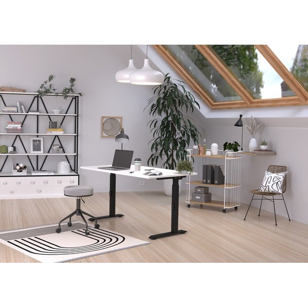 Darba galds ar regulējamu augstumu un baltu galda virsmu 80x120 cm Downey – Germania-image-1