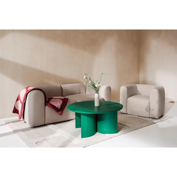 Zaļš apaļš žurnālgaldiņš ar oškoka imitācijas galda virsmu ø 95 cm Gavo – noo.ma-image-2