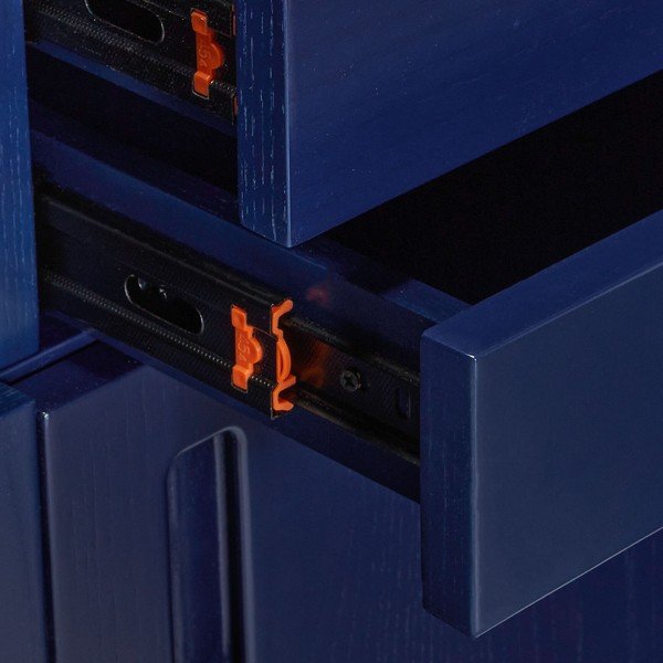 Tumši zils/pelēks oša masīvkoka grāmatplaukts 45x177 cm Study – Hübsch-image-3