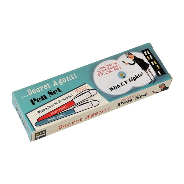 2 spiegu pildspalvu komplekts ar neredzamu tinti un UV gaismu Rex London Secret Agent-image-3