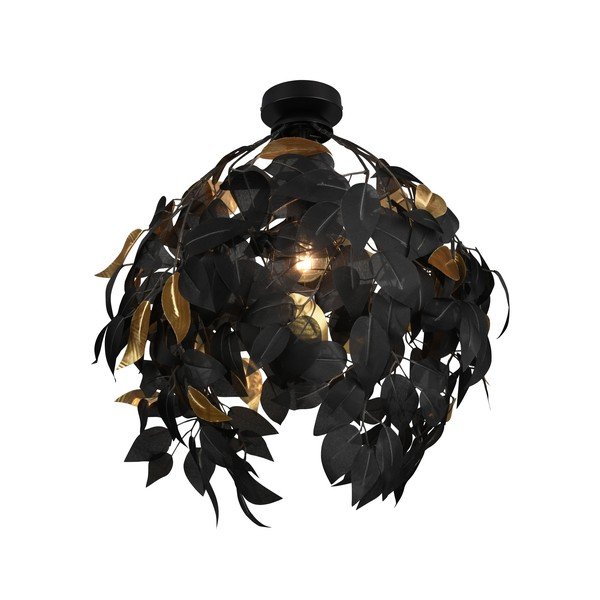 Matēti melna metāla griestu lampa ar plastmasas abažūru ø 38 cm Leavy – Reality-image-3