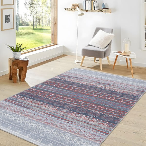 Violets/pelēks mazgājams paklājs 80x150 cm Vintage Stripe – Mila Home-image-2