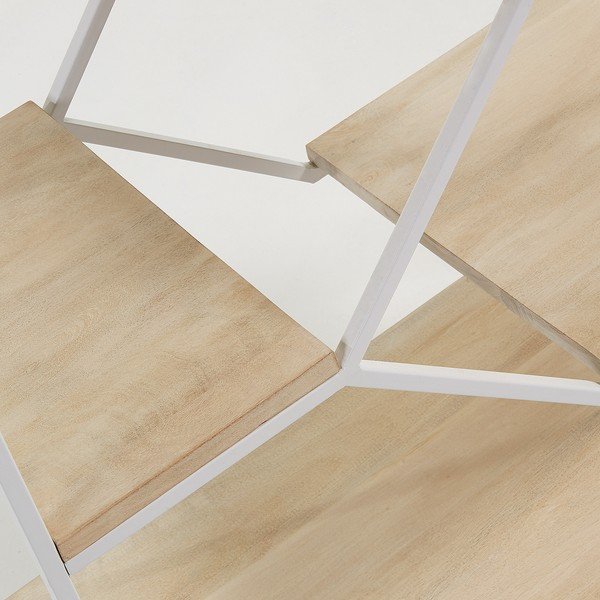 Mazs balts grāmatu plaukts ar mango koka plauktiem Kave Home Pyke-image-2