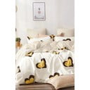 Dzeltena divguļamā/īpaši gara gultas veļa no ranforce kokvilnas ar palagu 200x220 cm Double Heart – Mila Home
