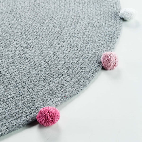 Gaiši pelēks apaļš paklājs ø 90 cm Pompomparty – douceur d'intérieur-image-3