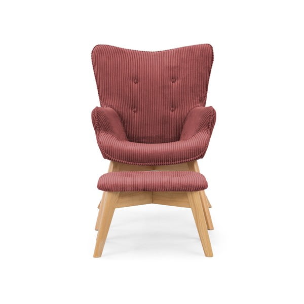 Sarkans velveta atpūtas krēsls ar kāju balstu Niko – Ropez-image-3