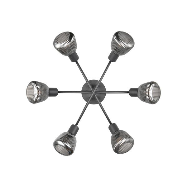 Melna griestu lampa ar stikla abažūru Tarifa – Trio-image-3