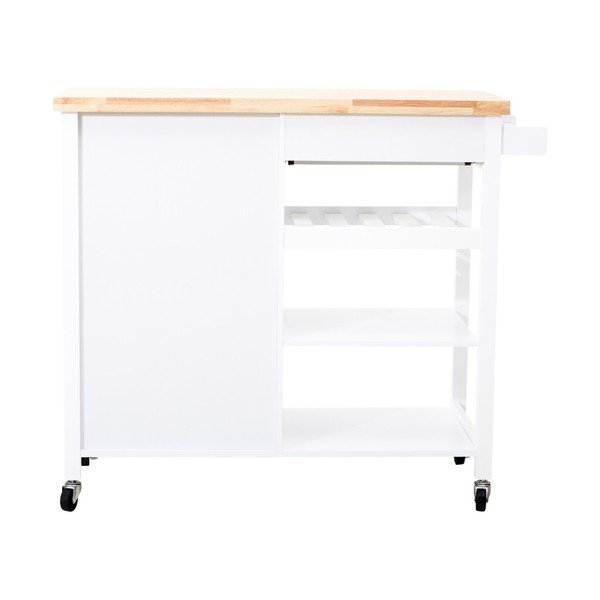 Gumijkoka masīvkoka servēšanas galdiņš uz riteņiem 48x105 cm Frankfurt – Premier Housewares-image-3