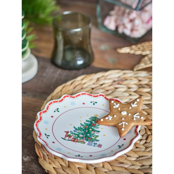 Sarkans/krēmkrāsas servēšanas keramikas šķīvis ar Ziemassvētku motīvu ø 17 cm Naive – Bloomingville-image-2