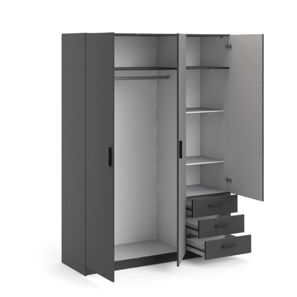 Tumši pelēks drēbju skapis 147x200 cm Sprint – Tvilum-image-4