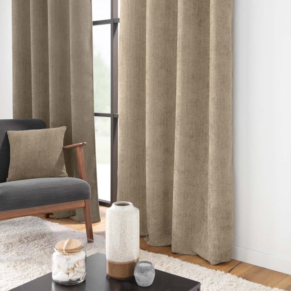 Gaiši brūns aizkars no šenila 140x260 cm Leo – douceur d'intérieur-image-1