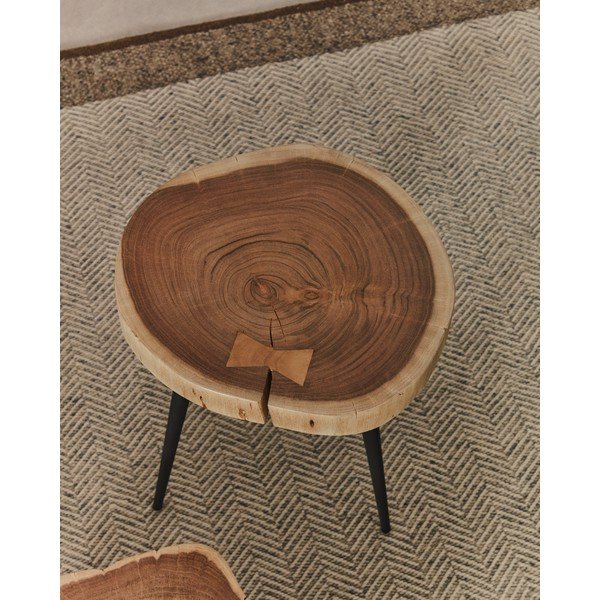 Apaļš sānu galdiņš ar akācijas koka galda virsmu 35x35 cm Tanive – Kave Home-image-2