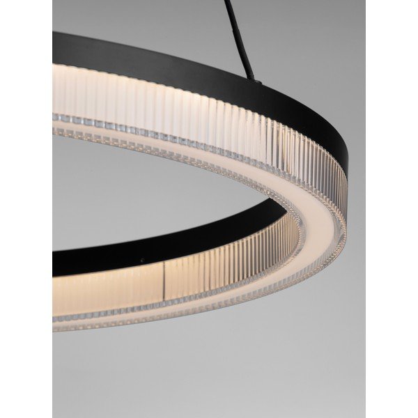 Matēti melna alumīnija LED piekaramā lampa ar regulējamu spilgtumu ar akrila stikla abažūru ø 60 cm Lonela – Nova Luce-image-1